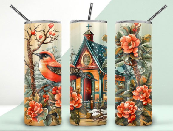 Download Bird Flower Tumbler Design 20oz - Premium Bundle