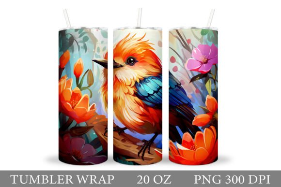 Download Bird Flowers Tumbler Design - Premium Bundle